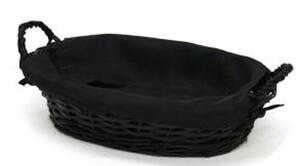 Brødkurv sort med stof oval