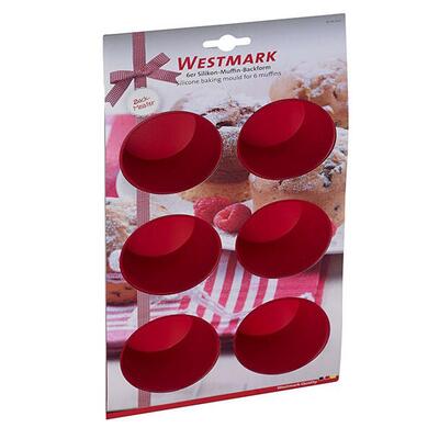 Muffinform i rød silikone - 6 stk.