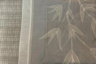 Badeforhæng 180x200cm. grå med bambus