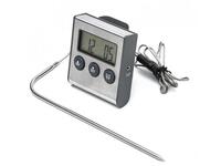 Stegetermometer digital temperatur alarm - Sølv