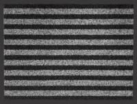 Måtte 80x120cm. syntet stribet sort/grå